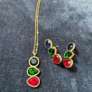 Luxury Neklace Earrings Set — Stainless Steel Real Gold Plated